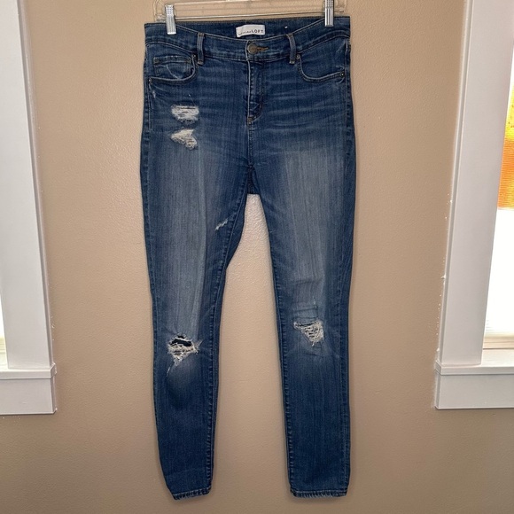 Loft Women's Modern Skinny Distressed Blue Jeans Size 27/4 - Picture 1 of 10